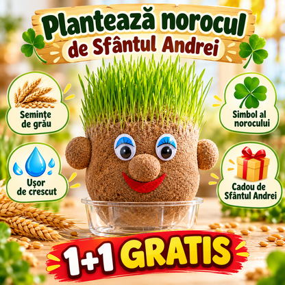 🌾 Cap cu Semințe de Grâu – Plantează Norocul de Sfântul Andrei (1+1 GRATIS)