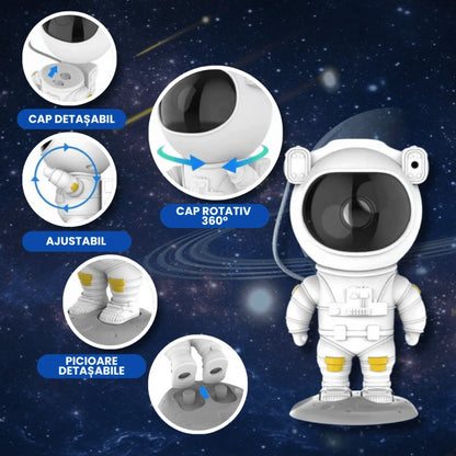Proiector LED În Formă De Astronaut Cu Proiecție De Stele Și Galaxii + Cadou Surpriză 🎁