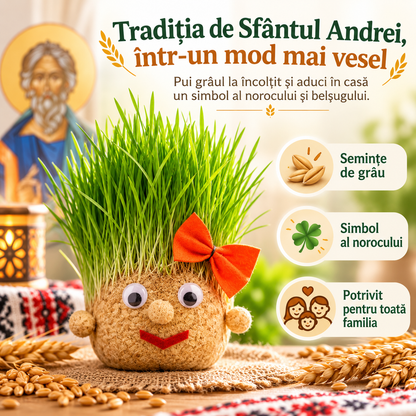 🌾 Cap cu Semințe de Grâu – Plantează Norocul de Sfântul Andrei (1+1 GRATIS)