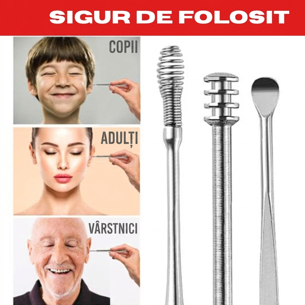KIT curățare urechi în siguranță 1+1 GRATIS