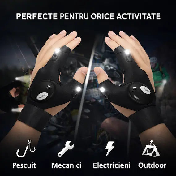 Mânuşi LED Impermeabile, Ideale pentru Drumeții, Reparații şi Pescuit