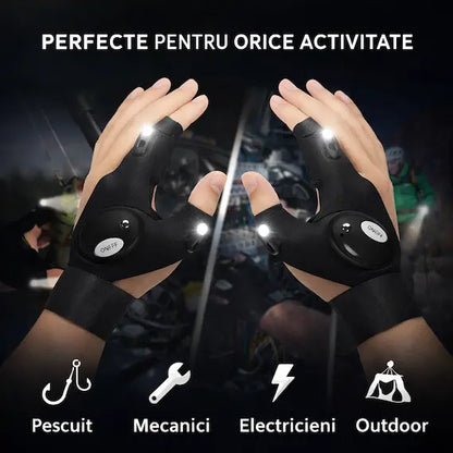 Mânuşi LED Impermeabile, Ideale pentru Drumeții, Reparații şi Pescuit
