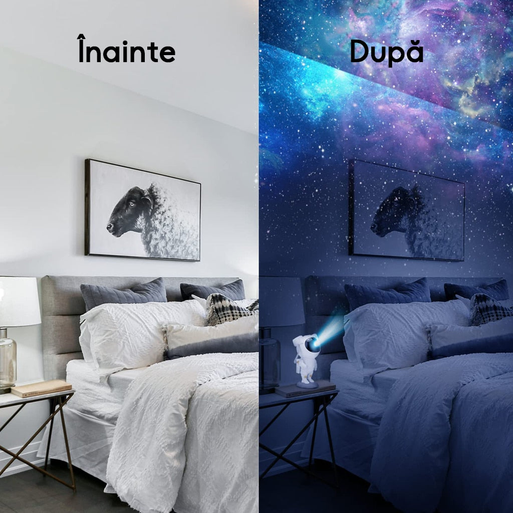 Proiector LED În Formă De Astronaut Cu Proiecție De Stele Și Galaxii + Cadou Surpriză 🎁