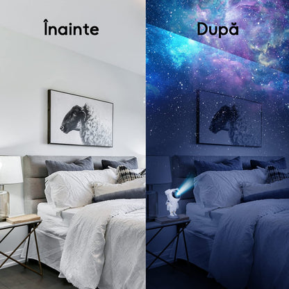 Proiector LED În Formă De Astronaut Cu Proiecție De Stele Și Galaxii + Cadou Surpriză 🎁