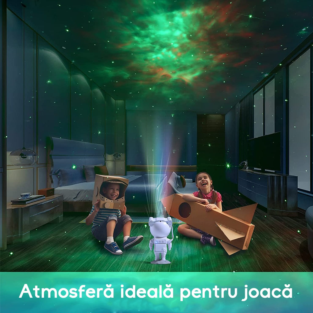 Proiector LED În Formă De Astronaut Cu Proiecție De Stele Și Galaxii + Cadou Surpriză 🎁