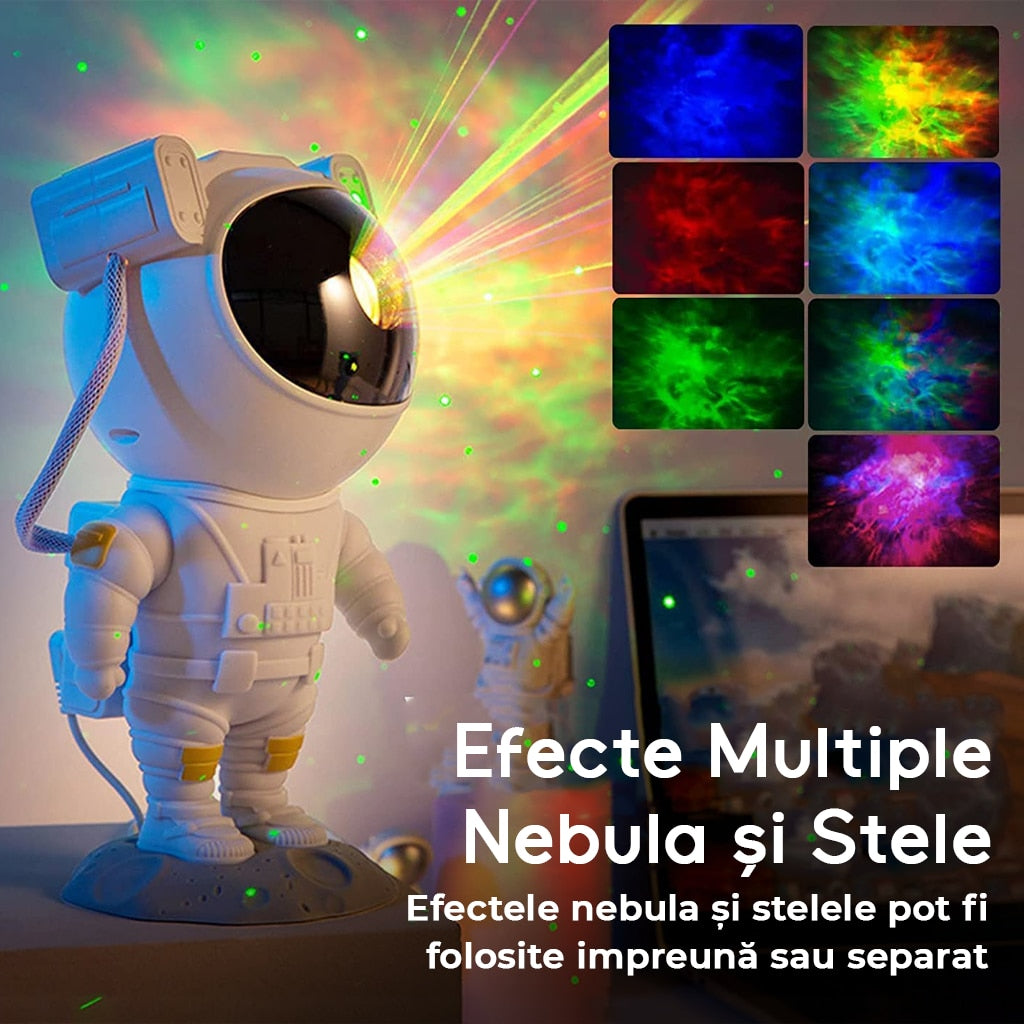 Proiector LED În Formă De Astronaut Cu Proiecție De Stele Și Galaxii + Cadou Surpriză 🎁